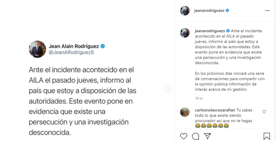 Jean Alain se pone a disposición de las autoridades - Noticias de hoy en República Dominicana | De Último Minuto