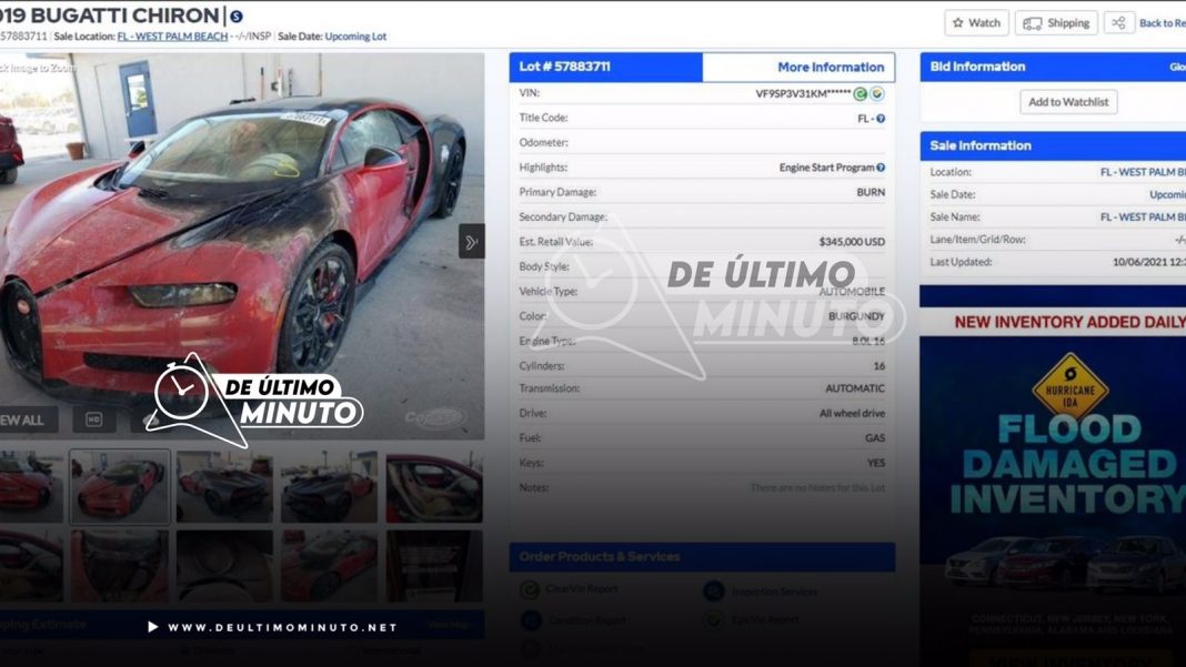 Venden bugatti quemado de El Alfa en 345 mil dólares