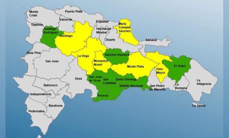 Elevan a 8 las provincias en alerta amarilla y mantienen otras 5 en verde