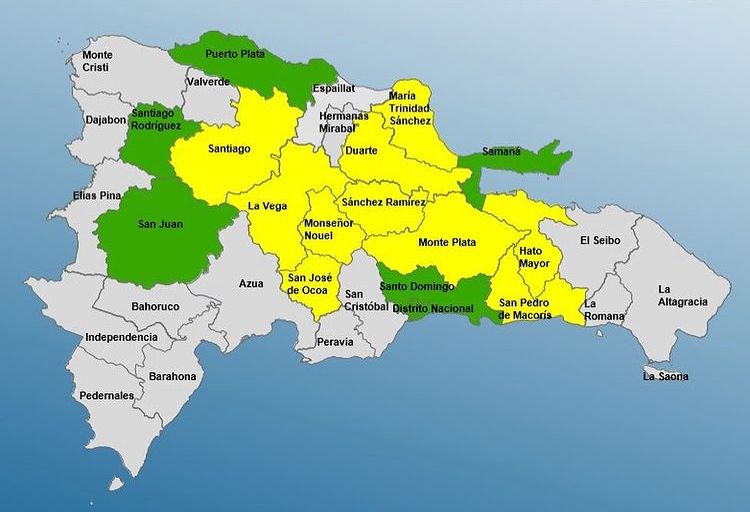 COE eleva a 15 las provincias en alerta por incidencia de vaguada