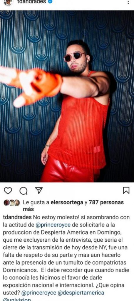 Tony Dandrades reacciona a solicitud de Prince Royce de excluirlo de una entrevista - Noticias de hoy en República Dominicana | De Último Minuto
