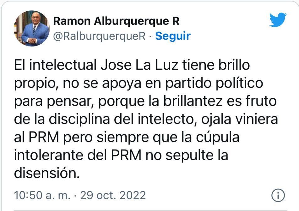 Ramón Alburquerque: José Laluz tiene brillo propio; ojalá viniera al PRM | De Último Minuto