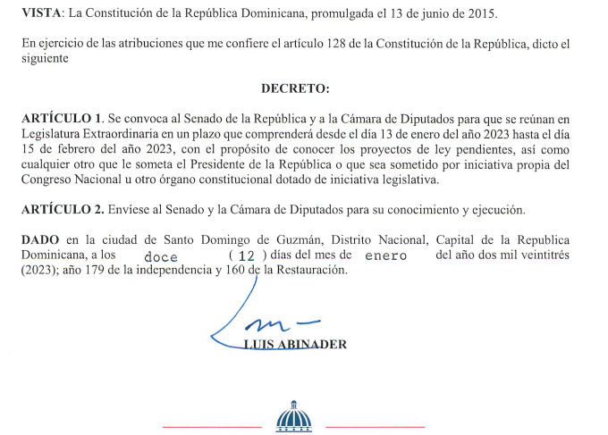 El presidente Abinader convoca a legislatura extraordinaria | 2 | El presidente Abinader convoca a legislatura extraordinaria - Noticias de hoy en República Dominicana | De Último Minuto