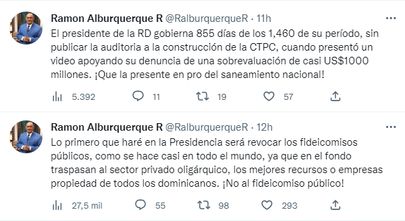 Cuando sea Presidente, Alburquerque asegura revocará fideicomisos públicos | De Último Minuto