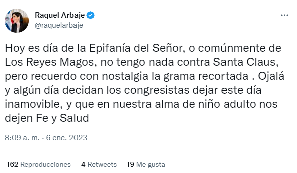 Raquel Arbaje aboga para que congresistas "no muevan" el Día de Reyes | 2 | Raquel Arbaje aboga para que congresistas "no muevan" el Día de Reyes - Noticias de hoy en República Dominicana | De Último Minuto