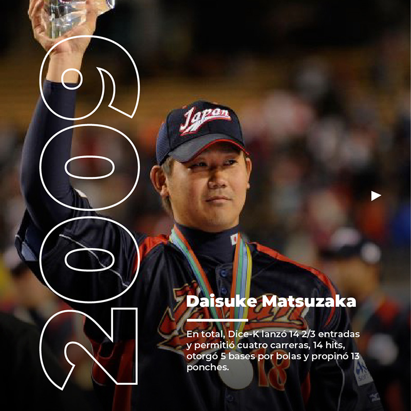 el japonés Daisuke Matsuzaka, jugador Más Valioso del Clásico Mundial de Béisbol 2009