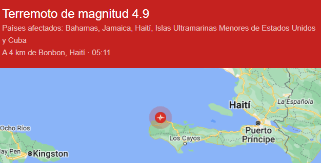 Terremoto de una magnitud de 4,9 causa al menos dos muertos en Haití