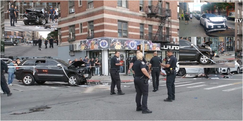 Dos muertos y tres graves en choque de carro robado que huía de policía en Manhattan