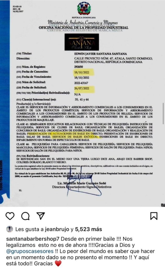 Santana Barbershop justifica bailes exóticos con certificado de Onapi | 2 | Santana Barbershop justifica bailes exóticos con certificado de Onapi - Noticias de hoy en República Dominicana | De Último Minuto