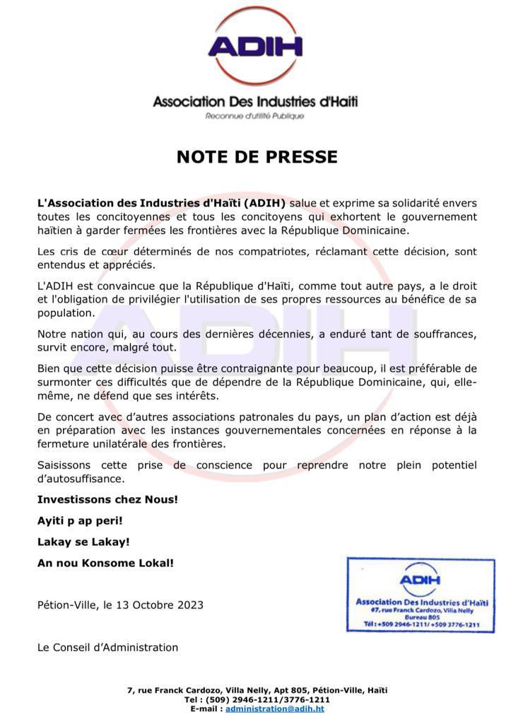 Asociación de Industrias de Haití busca dejar de ser dependiente de RD; dicen han sufrido mucho - Noticias de hoy en República Dominicana | De Último Minuto