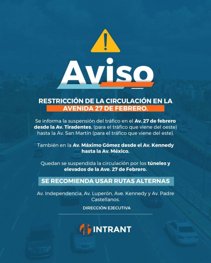 Autoridades suspenden el tránsito en la avenida 27 de febrero tras desplome de paso a desnivel | De Último Minuto