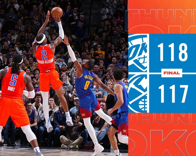 117-118 los Thunder se imponen en dramático final a los Nuggets