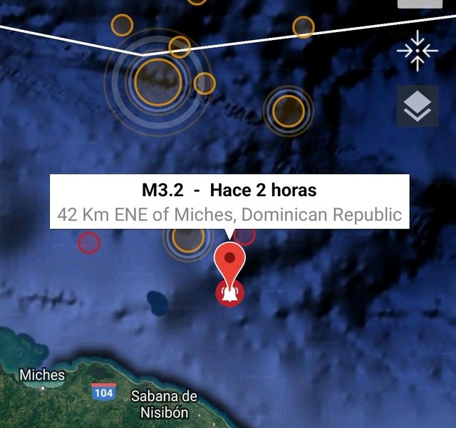 Se registra sismo de magnitud 3.2 al noreste de Miches