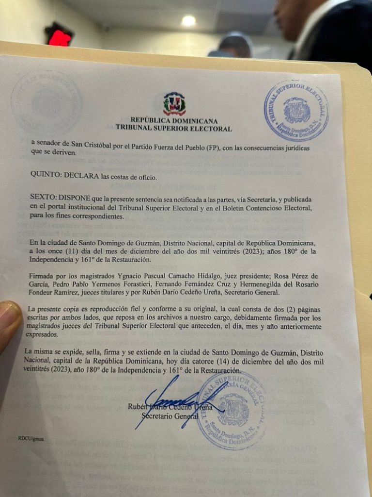 TSE falla en favor de Orlando Espinosa y le reconoce como candidato a senador por San Cristóbal | De Último Minuto