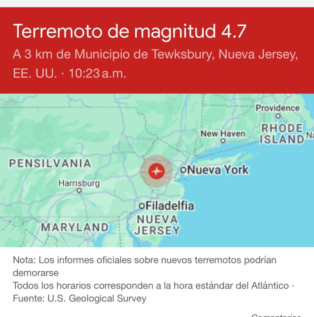 Reportan sismo de magnitud 4.7 sacude Nueva York