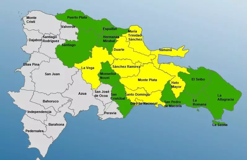 COE aumenta a 09 provincias en alerta amarilla y mantiene 10 en verde