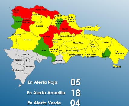 Aumentan a 18 las provincias en alerta amarilla por vaguada; 5 en roja
