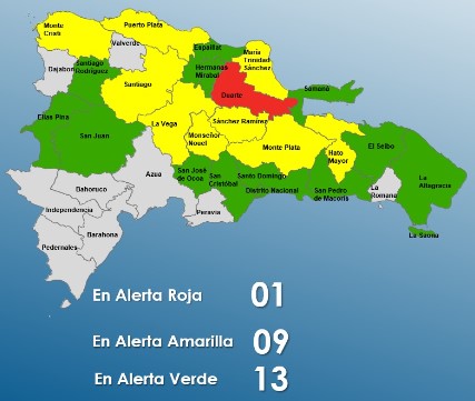 COE disminuye a 23 las provincias en alerta por lluvia