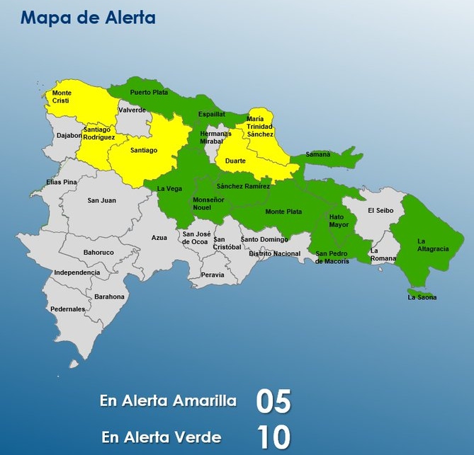 COE mantiene 05 provincias en alerta amarilla y 10 en verde