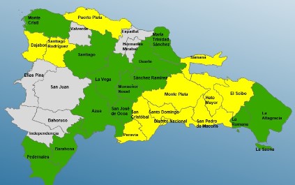 COE: 12 provincias en alerta amarilla y 10 en verde por vaguada