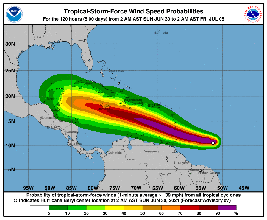 República Dominicana mantiene una vigilancia estricta al huracán Beryl
