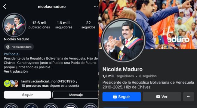 Meta quita verificación a cuentas de Instagram y Facebook de Nicolás Maduro