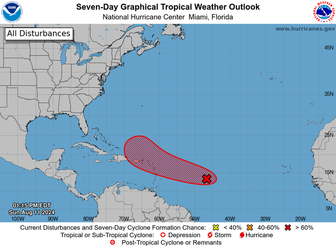 Alertan de una onda tropical con potencial de desarrollo en Puerto Rico e Islas Vírgenes