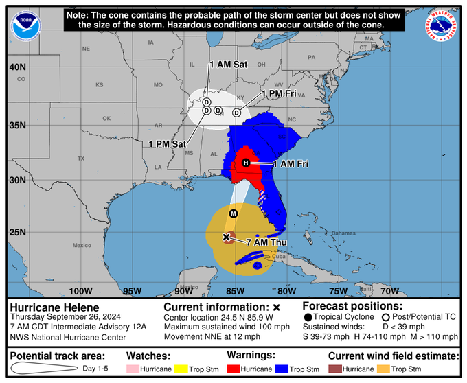 El huracán Helene se fortalece a categoría 2 rumbo a Florida