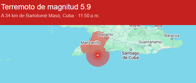 Se registra temblor de magnitud 5.9 se registra en Cuba