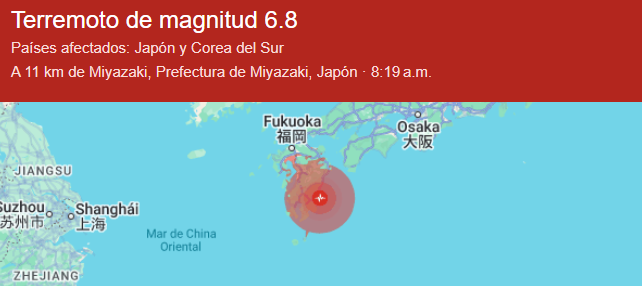 Un terremoto de 6,9 sacude el sudoeste de Japón