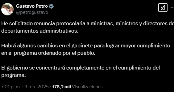 Petro pide la renuncia de todo su gabinete en medio de crisis gubernamental | De Último Minuto