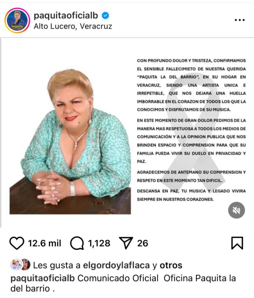 Muere Paquita la del Barrio a los 77 años, dejando un legado inmortal en la música mexicana | De Último Minuto