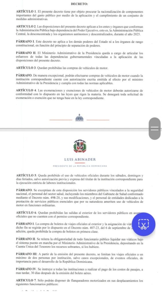 Gobierno emite decreto para prohibir privilegios y reducir gastos administrativos | De Último Minuto
