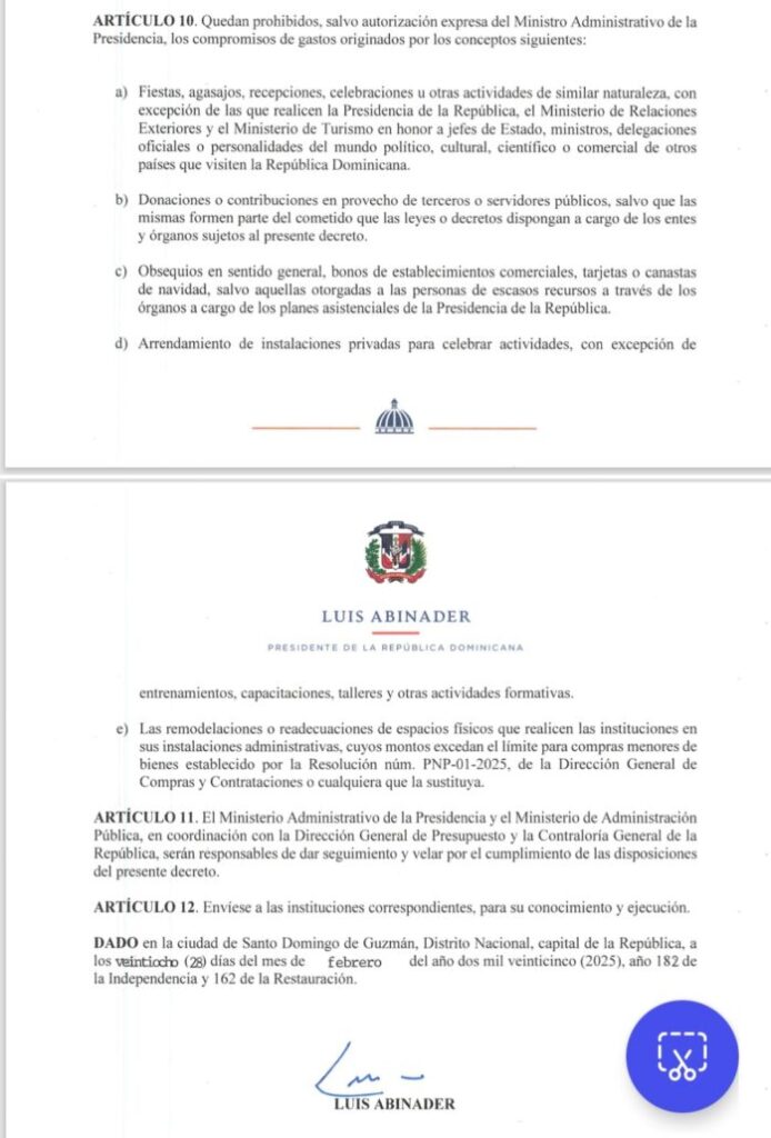 Gobierno emite decreto para prohibir privilegios y reducir gastos administrativos | De Último Minuto
