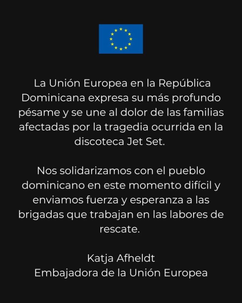 Unión Europea se une al dolor de las familias afectadas por la tragedia en Jet Set | De Último Minuto