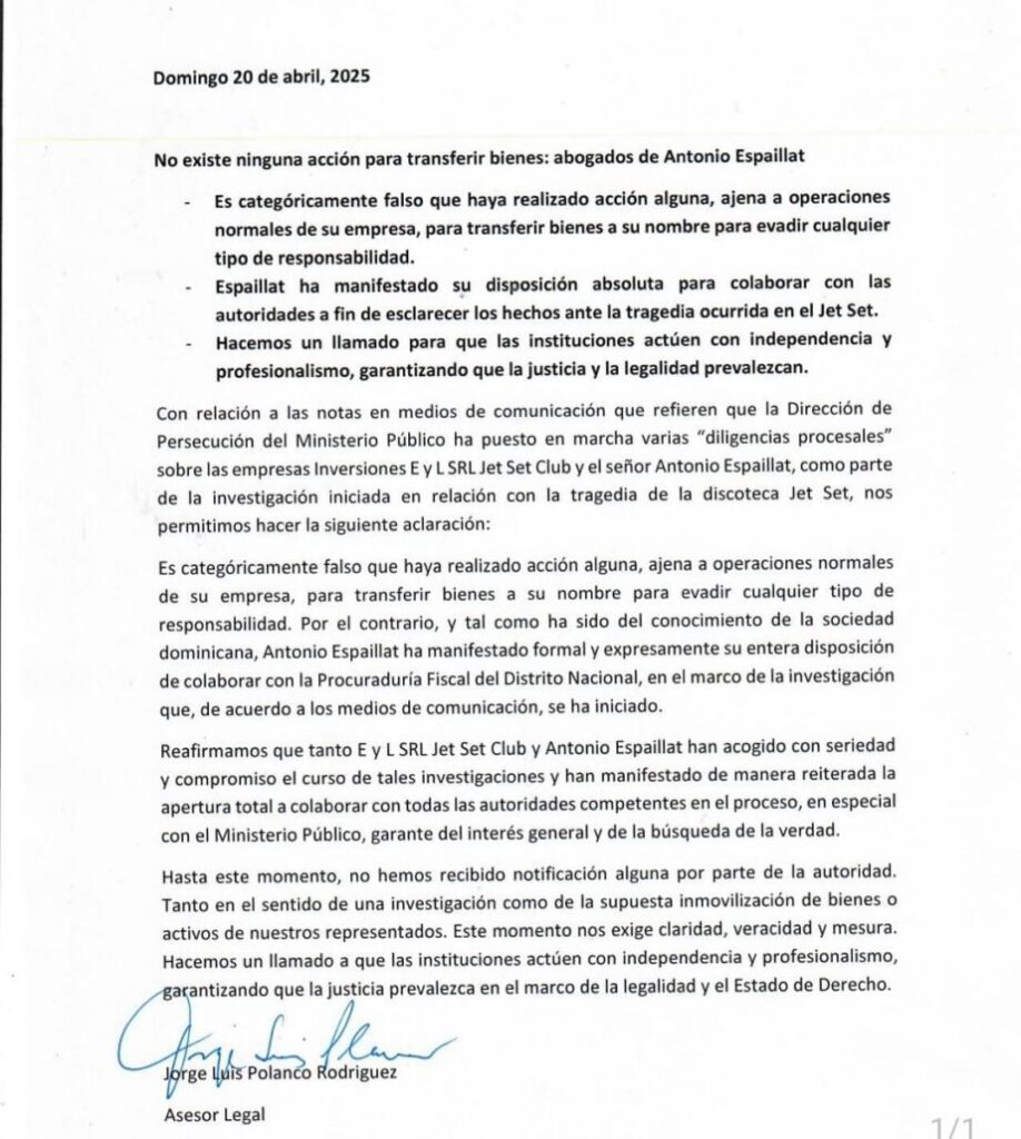 Abogado de Antonio Espaillat niega exista alguna acción para transferir bienes | 1 | Abogado de Antonio Espaillat niega exista alguna acción para transferir bienes | De Último Minuto