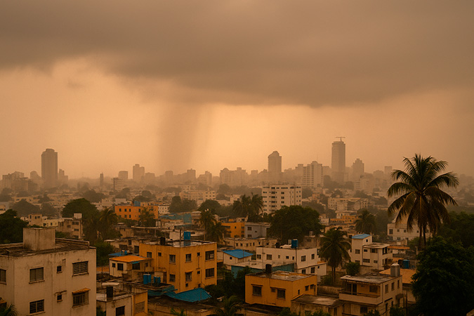 Pronóstico del tiempo para este jueves: lluvias, calor y polvo del Sahara sobre el país
