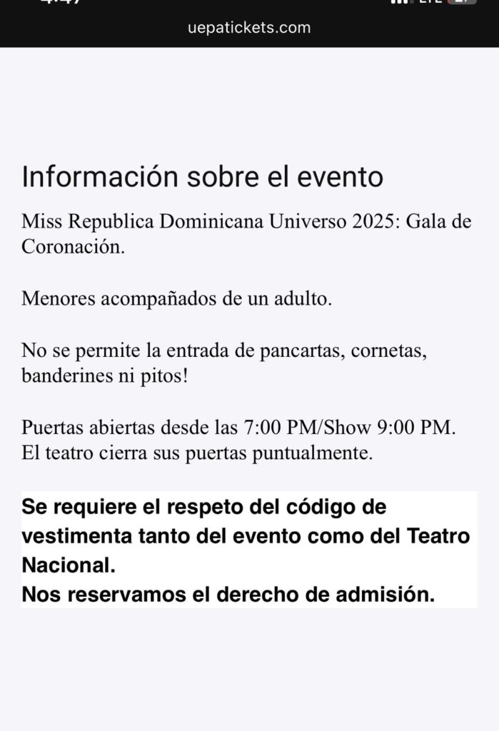 Vestimenta formal, puntualidad y buen comportamiento: requisitos para asistir al Miss RD Universo | 2 | Vestimenta formal, puntualidad y buen comportamiento: requisitos para asistir al Miss RD Universo