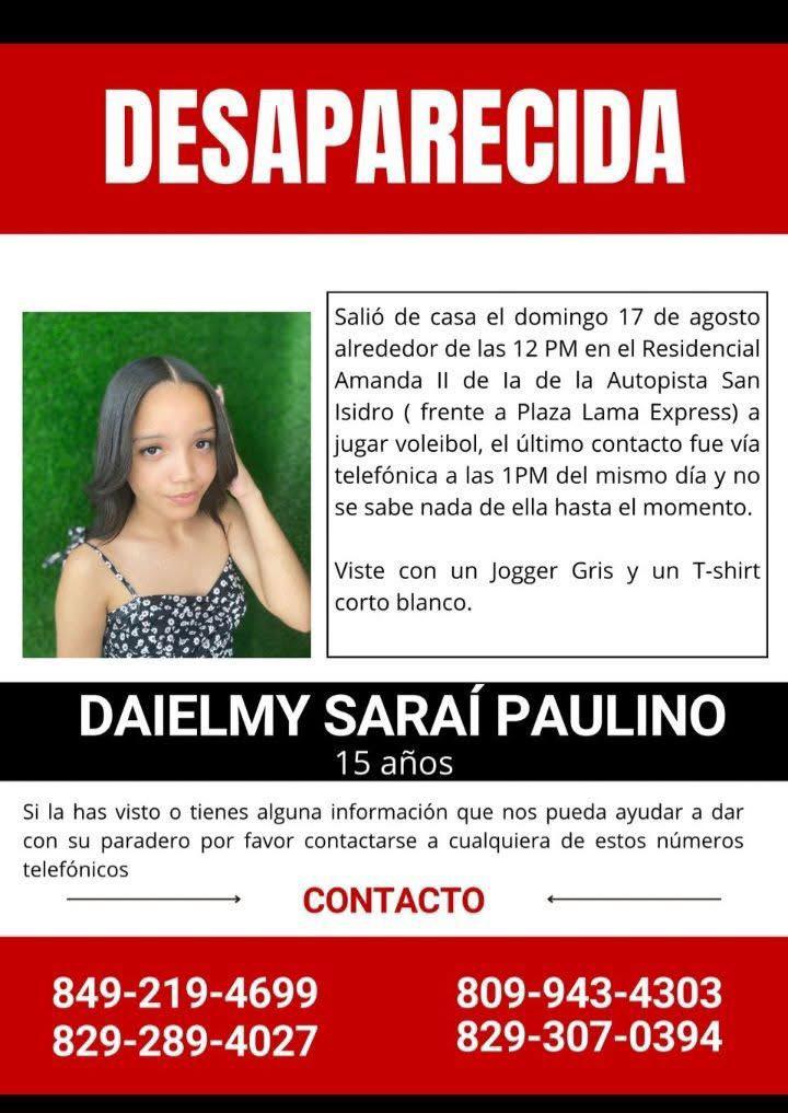 Joven de 15 años desaparecida tras salir a jugar voleibol en San Isidro | 2 | Joven de 15 años desaparecida tras salir a jugar voleibol en San Isidro - Noticias de hoy en República Dominicana | De Último Minuto