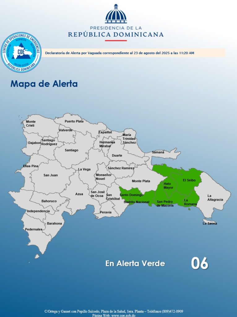 El COE coloca cinco provincias y al Distrito Nacional en alerta verde | 2 | El COE coloca cinco provincias y al Distrito Nacional en alerta verde - Noticias de hoy en República Dominicana | De Último Minuto