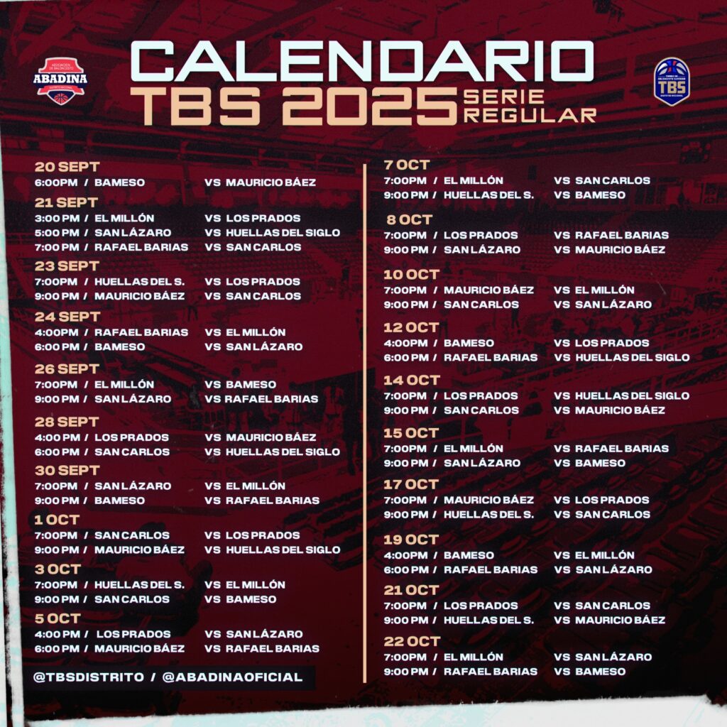 Abadina presenta calendario del TBS Distrito 2025; torneo abrirá con Mauricio Báez vs. Bameso en Nueva Jersey | 2 | Abadina presenta calendario del TBS Distrito 2025; torneo abrirá con Mauricio Báez vs. Bameso en Nueva Jersey - Noticias de hoy en República Dominicana | De Último Minuto