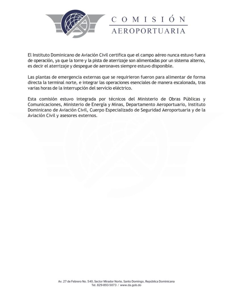 Comisión Aeroportuaria ordena a Aerodom pagar US$ 5 millones por fallo eléctrico en el AILA - Noticias de hoy en República Dominicana | De Último Minuto