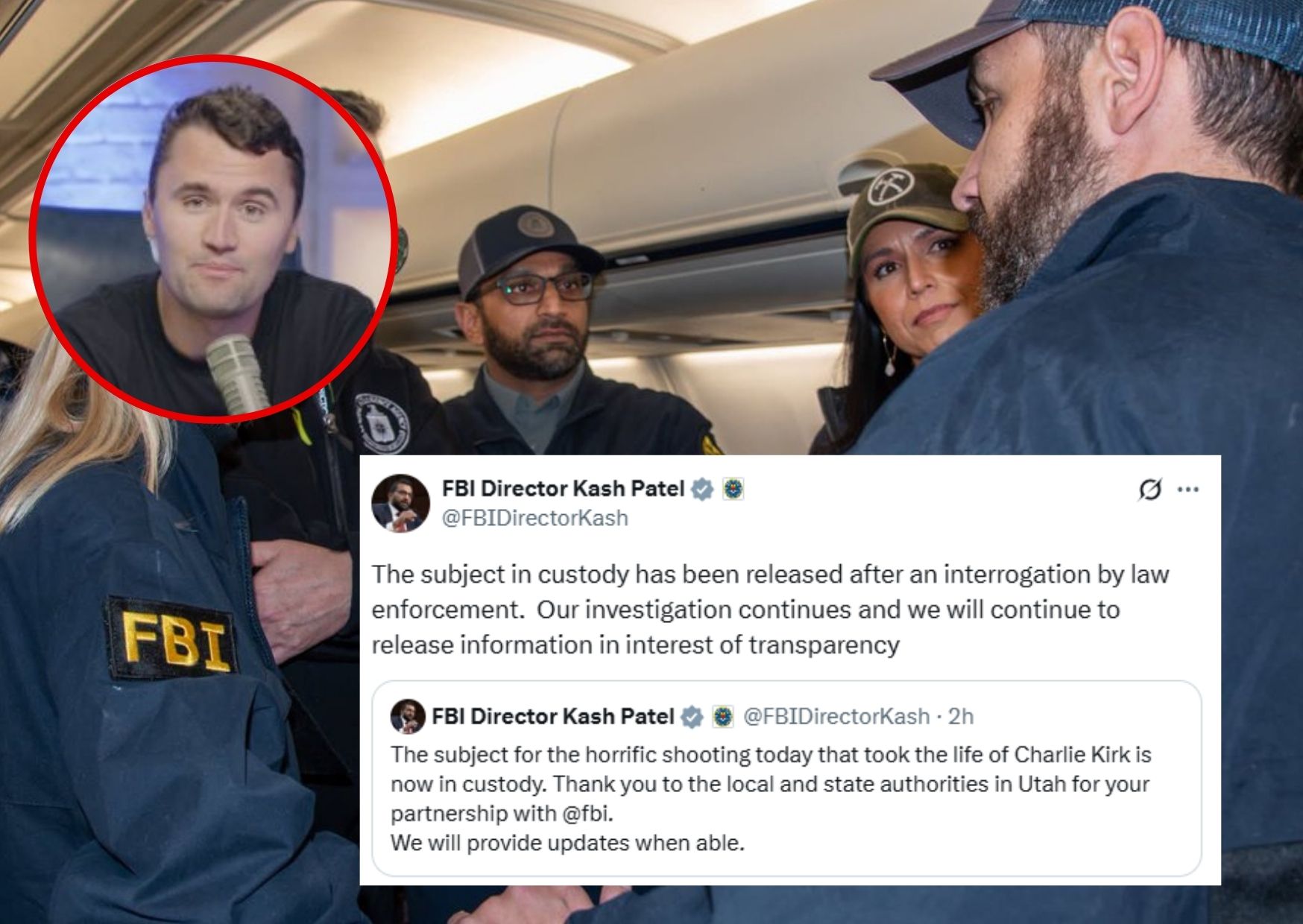 FBI confirma liberación de detenido en investigación por tiroteo que dejó muerto a Charlie Kirk