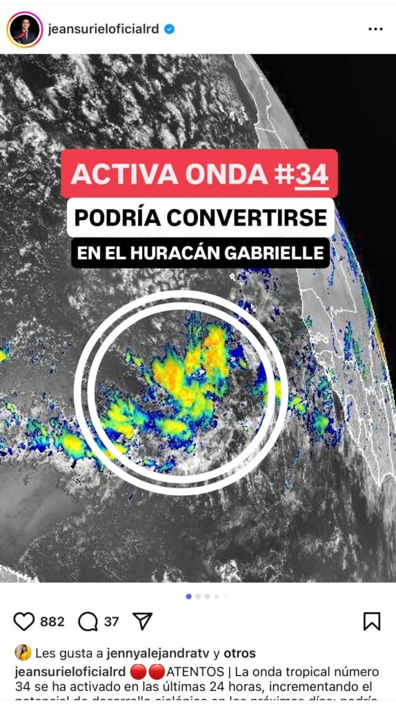 ¡ALERTA! Se activa onda tropical número 34 y podría convertirse en la tormenta Gabrielle | 2 | ¡ALERTA! Se activa onda tropical número 34 y podría convertirse en la tormenta Gabrielle - Noticias de hoy en República Dominicana | De Último Minuto