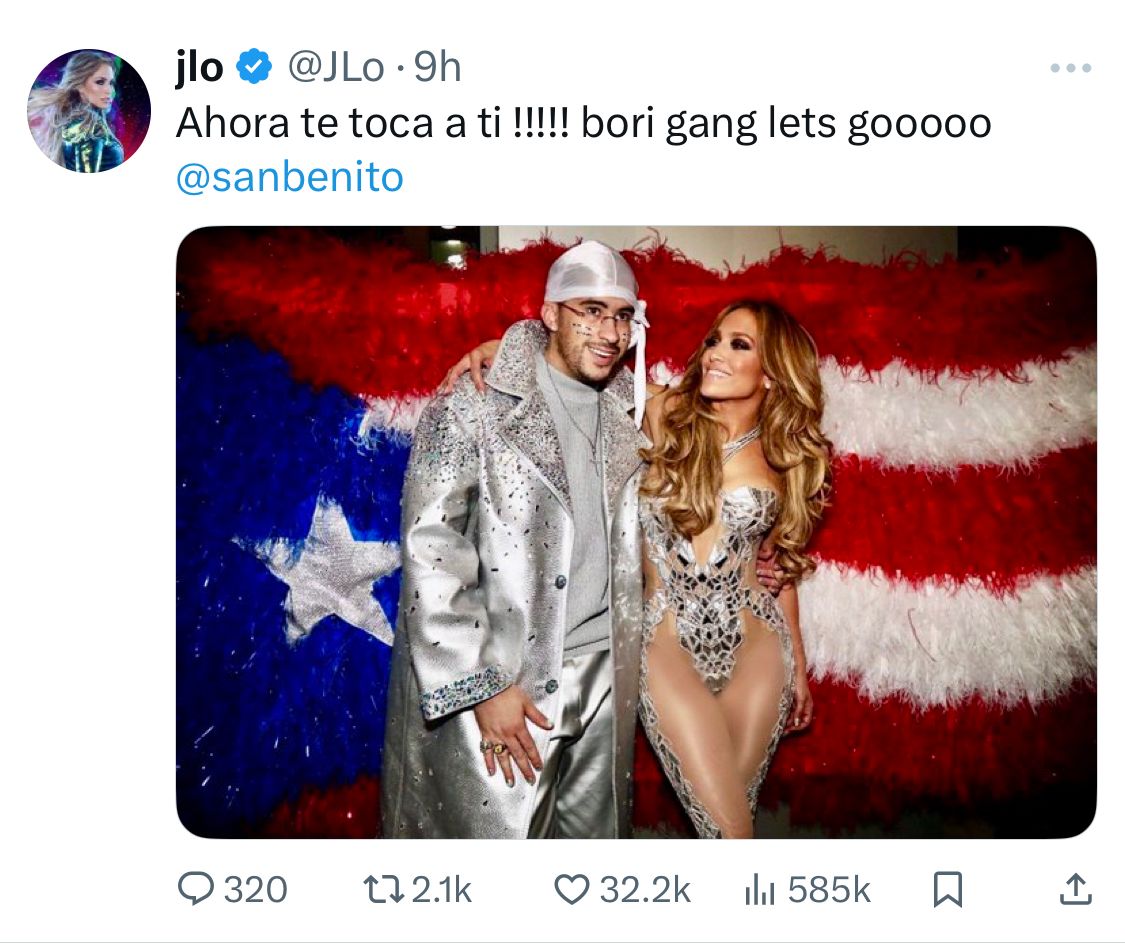 JLo a Bad Bunny tras ser confirmado para actuar en el Super Bowl 2026: “Ahora te toca a ti” - Noticias de hoy en República Dominicana | De Último Minuto
