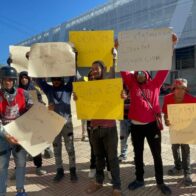Motoristas protestan en el Palacio de Justicia en apoyo al mayor Cuevas, uno de los policías acusados en la masacre de La Barranquita