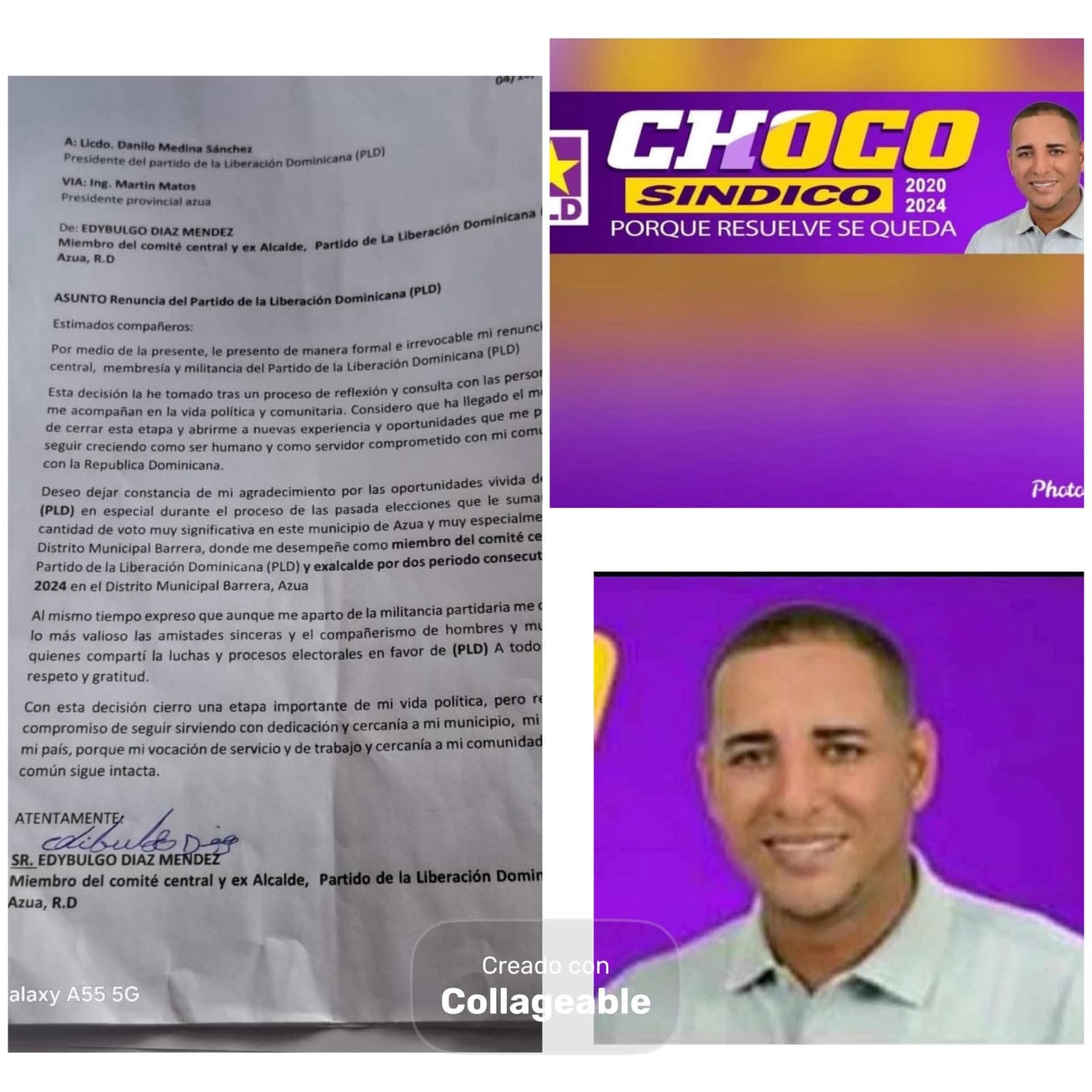 Renuncia el exdirector de la Junta Municipal de Barrera, Edibulgo Díaz Méndez (Choco) - Noticias de hoy en República Dominicana | De Último Minuto