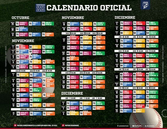 LIDOM da a conocer calendario con reasignaciones tras efectos de la tormenta Melissa - Noticias de hoy en República Dominicana | De Último Minuto