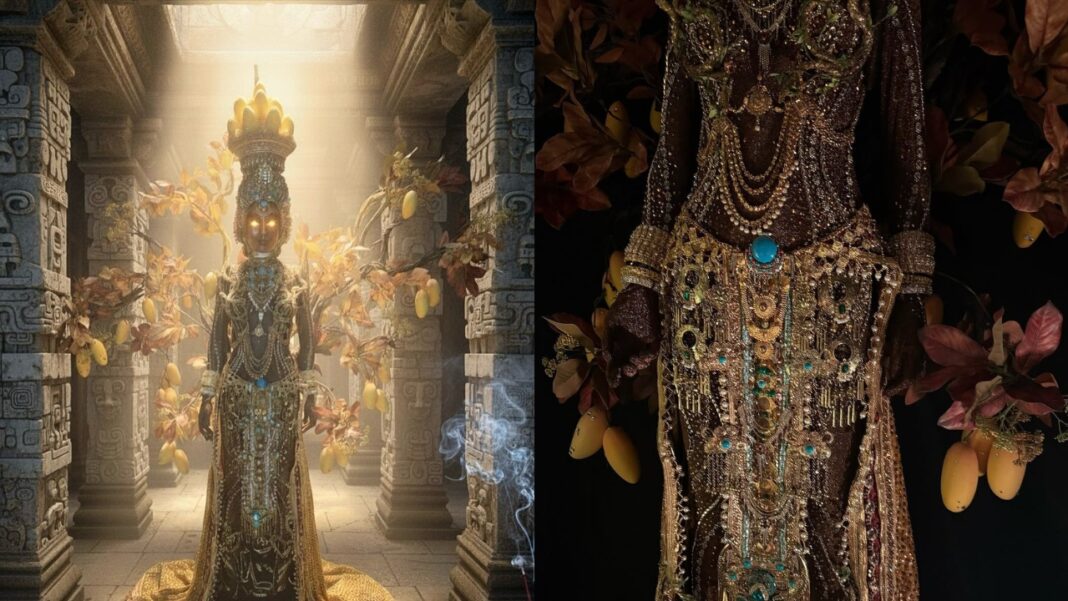 Madelyn Mejía honra a diosa Atabey y al mango dominicano en competencia de traje típico de Miss Grand