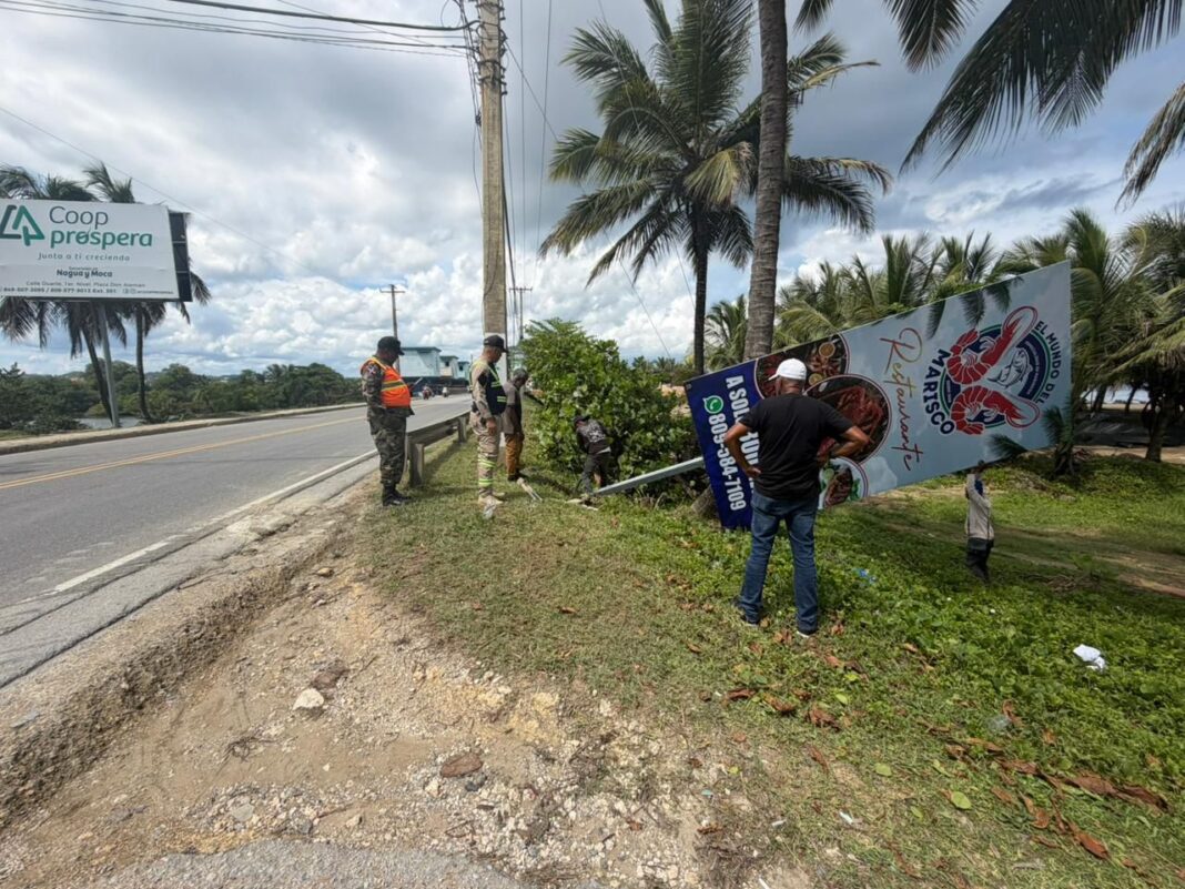 Autoridades retiran vallas publicitarias ilegales en Verón–Punta Cana para reducir la contaminación visual